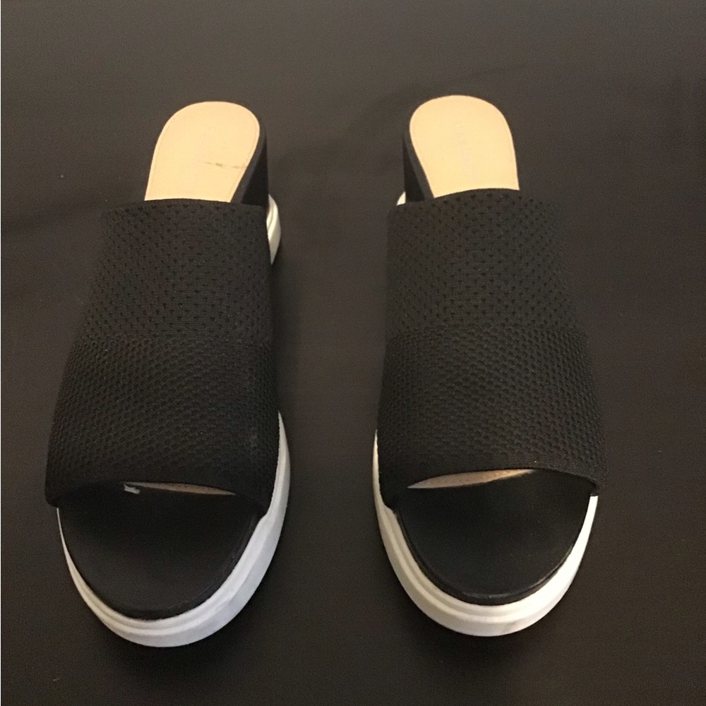 Alex Marie Stretch Knit Wedge Platform Mule Sandal Size 11 Black